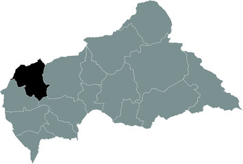 Black location map of Central African Ouham-Pendé prefecture inside gray map of the Central African Republic