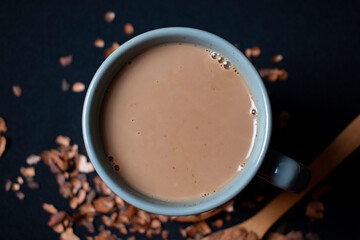 vegetable milk with cocoa powder