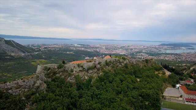Aerial view of Klis fortress near Split city, Croatia.