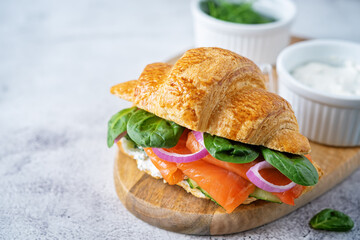 Smoked salmon ricotta cheese cucumber sandwich
