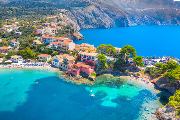 Picturesque Assos village in Kefalonia island, Greece 