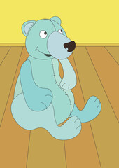 Coloring bear. Colorless and colored anti-stress coloring pages for kids.