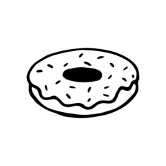 Donut hand drawing sketch in doodle style isolated on white background. Stock vector illustration. 