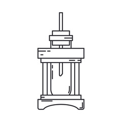 Line medical pharmaceutica icon flask, tube. Professional equipment symbol. Science, pharmacy, medic, chemistry background emblem element. Laboratory glass. Vector medical outline illustration.