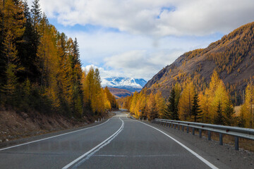 picturesque autumn mountains of the Altai Mountains in September 