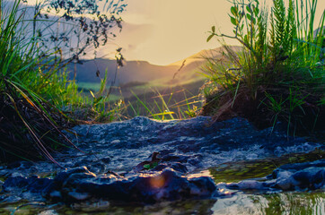 sunset over the river