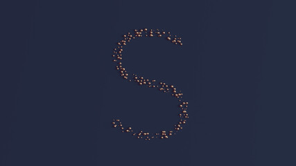 Typeface Letter S Symbol Formed out of Bronze Spheres 3d illustration render