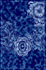 Carpet and bathmat Boho Style ethnic design pattern with distressed texture and effect

