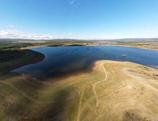 Aerial panorama of Bakardere Reservoir, Bulgaria