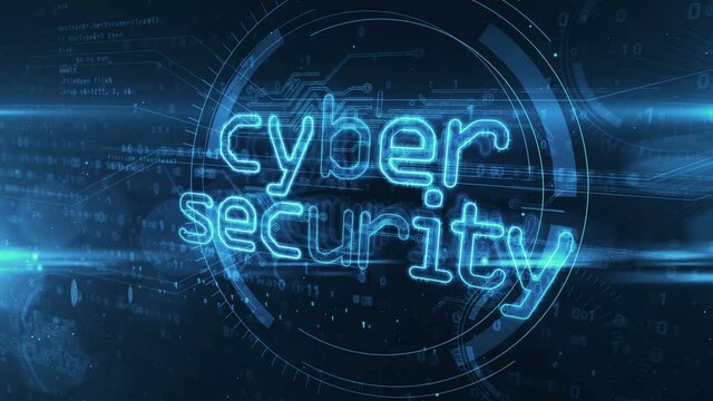 Cyber security concept, internet protection, network and computer safety loop. Futuristic abstract 3d rendering animation on digital code background.