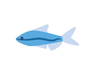 Blue fish animal with line isolated vector design