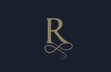 R elegant monogram ornament alphabet letter logo icon for business. Vintage corporate brading and lettering design for luxury products and company