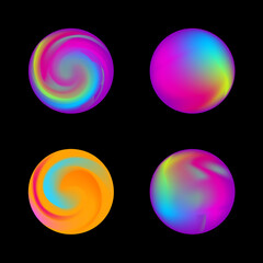 Abstract colorful candys on black background. Vector illustration