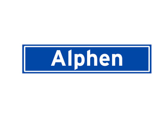 Alphen isolated Dutch place name sign. City sign from the Netherlands.