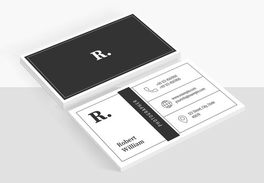 Business Card Layout with Black Accents