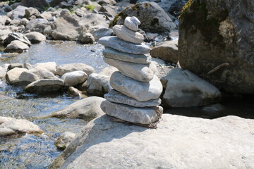 stone tower in a dry river 