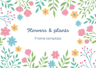 Flowers and plants frame template