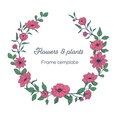 Flowers and plants frame template