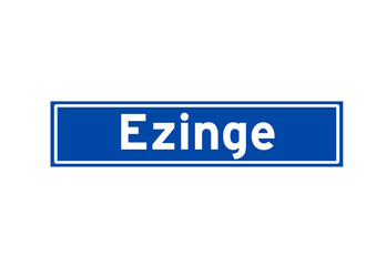 Ezinge isolated Dutch place name sign. City sign from the Netherlands.