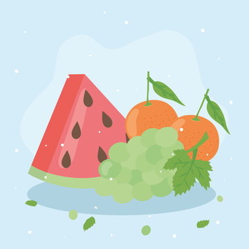 Healthy food fruits icons vector design