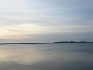 Sunset scene in  lake of  Orient in Aube, France