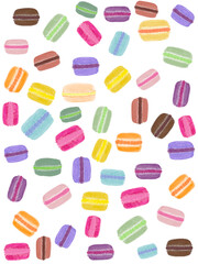 Digital illustration of multicolor macaron cookies wallpaper
