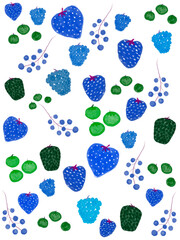 Digital illustration wallpaper of colorful berries with stems