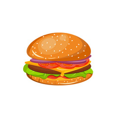Bright and juicy hamburger Vector Illustration