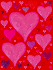 Fototapeta na wymiar Digital illustration of decorative hearts for Valentines Day