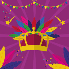 carnival crown with feathers vector design