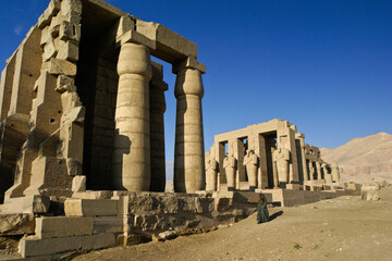 In Egypt, on Luxor's West Bank, stand the ruins of the Ramesseum, a massive monument raised by Ramses II to the ultimate glory of himself.
