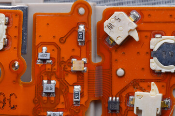 Closeup of electronic circuit board with processor