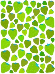 Digital illustration wallpaper of colorful strawberries with stems