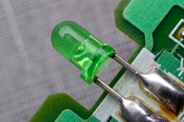 Closeup of electronic circuit board with processor
