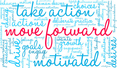 Move Forward Word Cloud on a white background. 