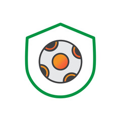 soccer ball iwth shield illlustration design. soccer ball iwth shield icon isolated on white background. ready use vector.