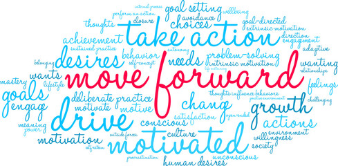 Move Forward Word Cloud on a white background. 
