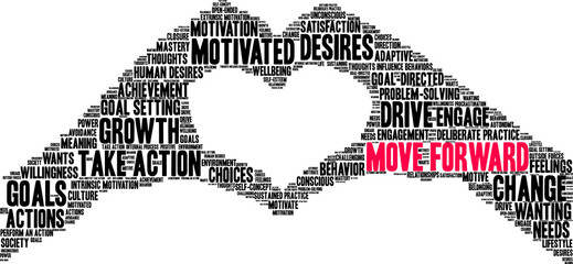 Move Forward Word Cloud on a white background. 