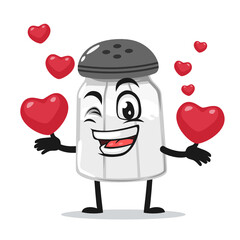 vector illustration of salt shaker mascot or character bring love symbols