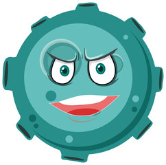 Asteroid cartoon character with angry face expression on white background