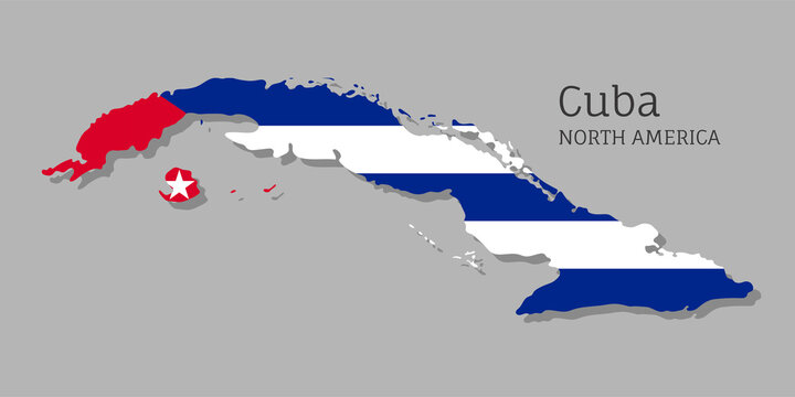 Map of Havana with national flag. Highly detailed editable map of Havana, North America country territory borders. Political or geographical design element vector illustration on gray background