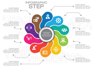 Infographic template and options with flat icons for presentation.