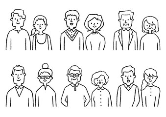 色々な夫婦のイラスト_セット03