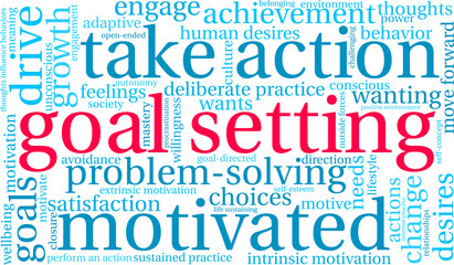 Goal Setting Word Cloud on a white background. 