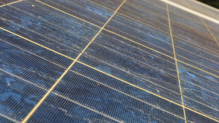Dirty old solar cells. A large amount of dirt and dust on the solar panel decreases the efficiency...