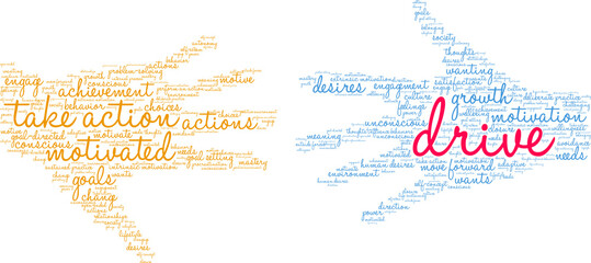 Drive Word Cloud on a white background. 