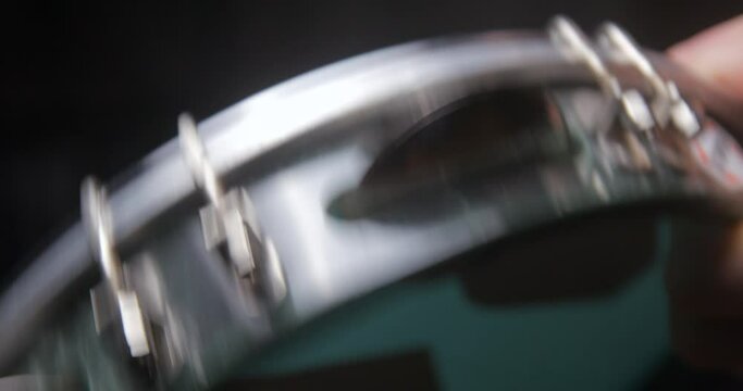 Pandeiro playing slow motion close up 4K