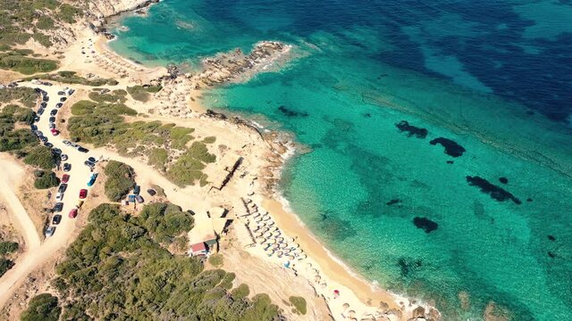 Aerial view in Tigania beach in Greece.