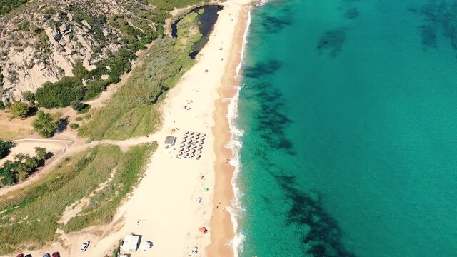 Aerial view in Tigania beach in Greece.