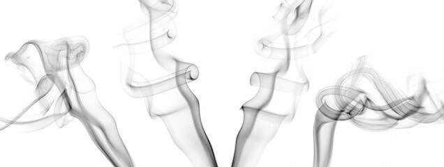 set abstract black gray smoke moving on white background. Steam fire design